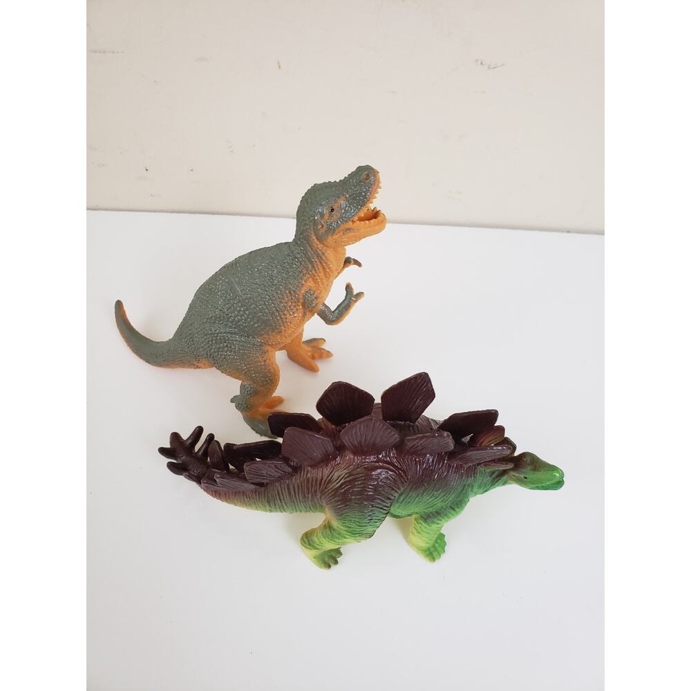 Dinosaurs Dolgen Dinos Stegosaurus Tyrannosaurus Figurine Plastic Lot 2